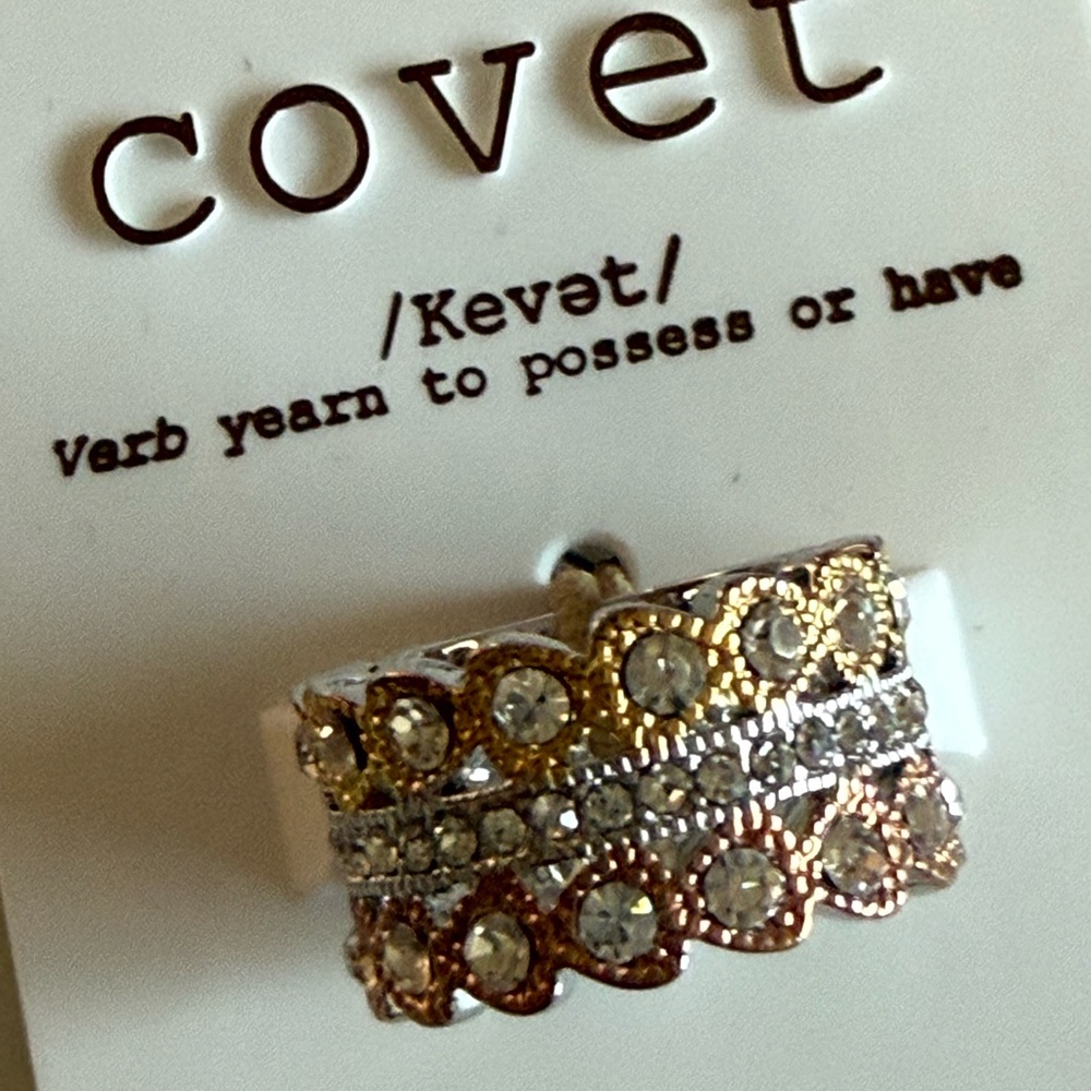 Cove Gold and Silver Crystal Embellished Ring